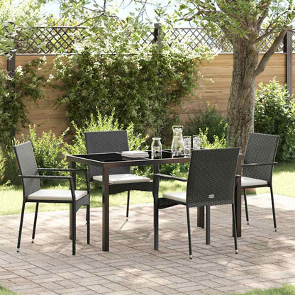 Garten Essgruppe mit Kissen 5 pcs Schwarz Poly Rattan