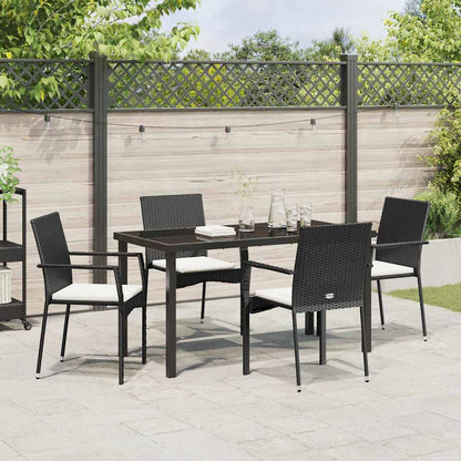 Garten Essgruppe mit Kissen 5 pcs Schwarz Poly Rattan