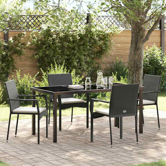 Garten Essgruppe mit Kissen 5 pcs Schwarz Poly Rattan