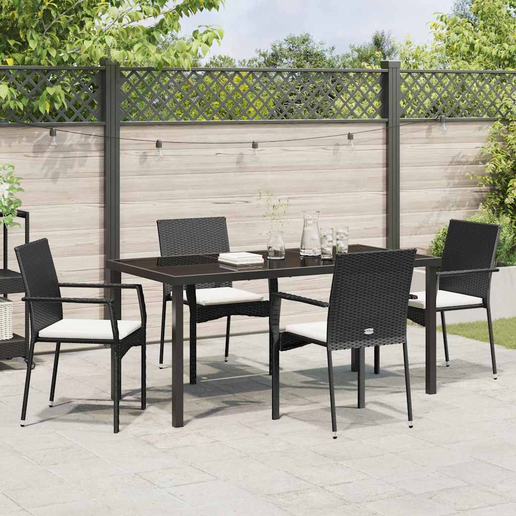 Garten Essgruppe mit Kissen 5 pcs Schwarz Poly Rattan