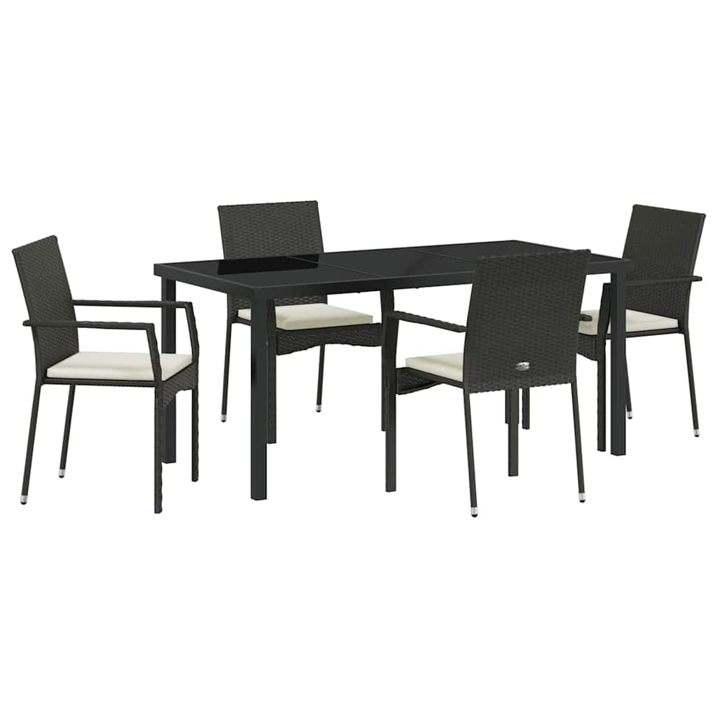 Garten Essgruppe mit Kissen 5 pcs Schwarz Poly Rattan