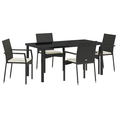 Garten Essgruppe mit Kissen 5 pcs Schwarz Poly Rattan