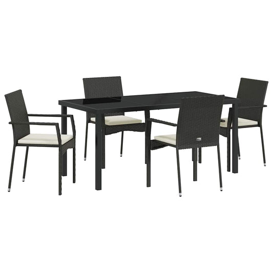 Garten Essgruppe mit Kissen 5 pcs Schwarz Poly Rattan