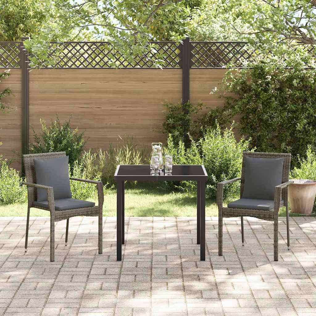 Garten Essgruppe mit Kissen 3 pcs Grau Poly Rattan