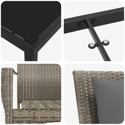 Garten Essgruppe mit Kissen 5 pcs Grau Poly Rattan