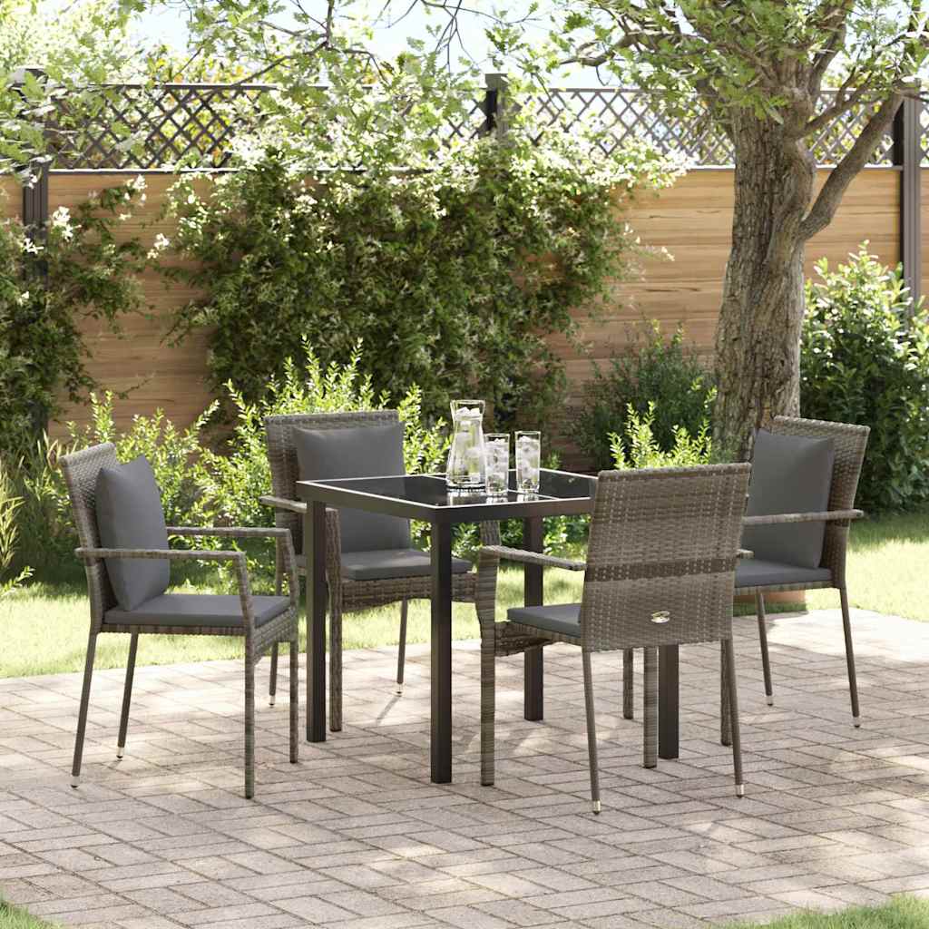 Garten Essgruppe mit Kissen 5 pcs Grau Poly Rattan