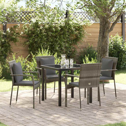 Garten Essgruppe mit Kissen 5 pcs Grau Poly Rattan