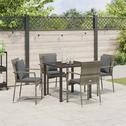 Garten Essgruppe mit Kissen 5 pcs Grau Poly Rattan