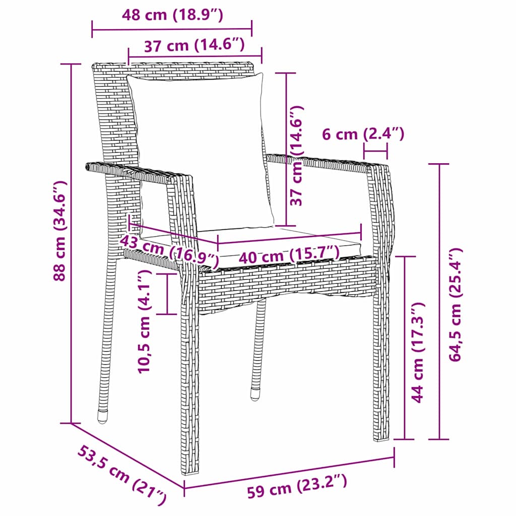 Garten Essgruppe mit Kissen 5 pcs Grau Poly Rattan