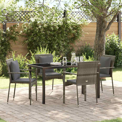 Garten Essgruppe mit Kissen 5 pcs Grau Poly Rattan