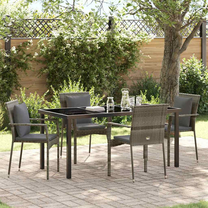 Garten Essgruppe mit Kissen 5 pcs Grau Poly Rattan