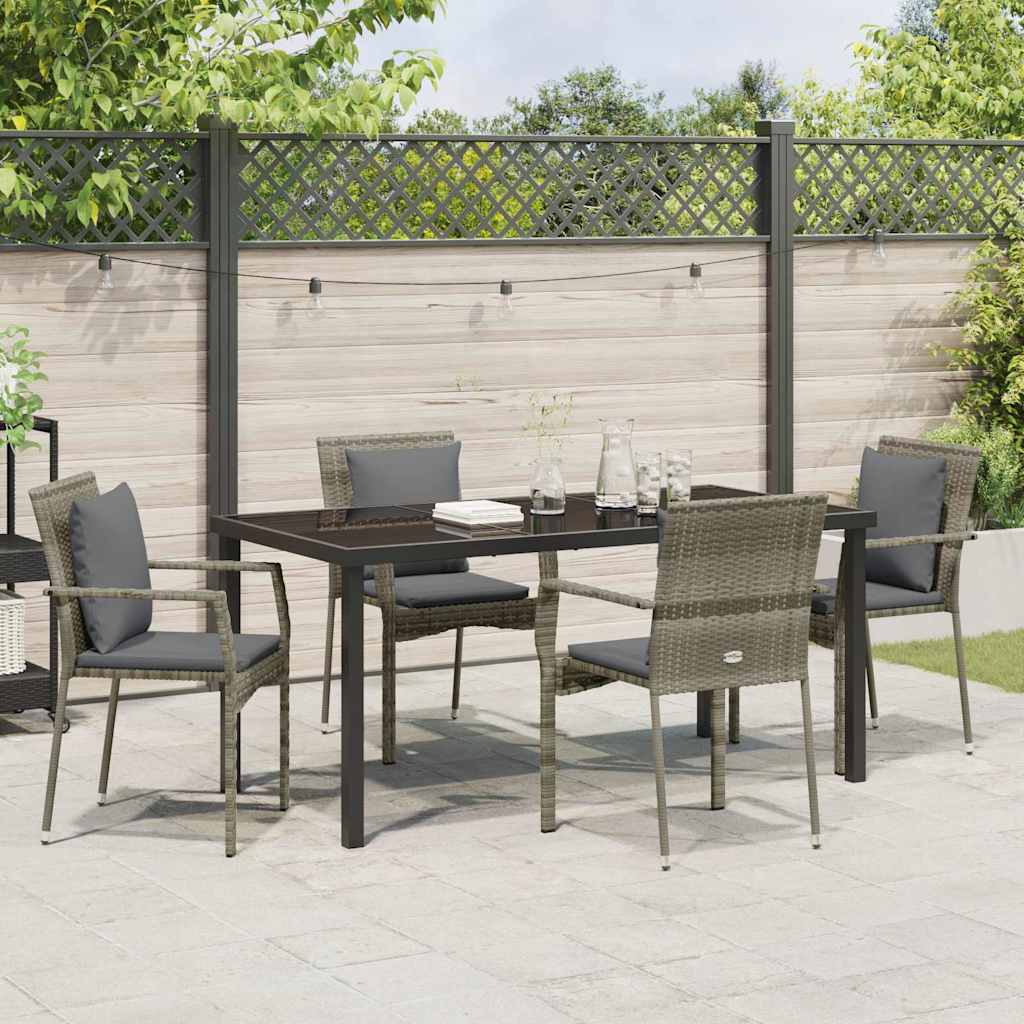 Garten Essgruppe mit Kissen 5 pcs Grau Poly Rattan