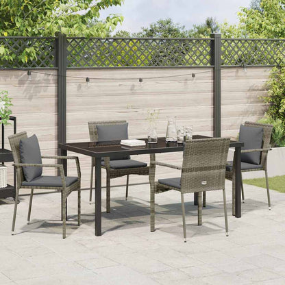 Garten Essgruppe mit Kissen 5 pcs Grau Poly Rattan