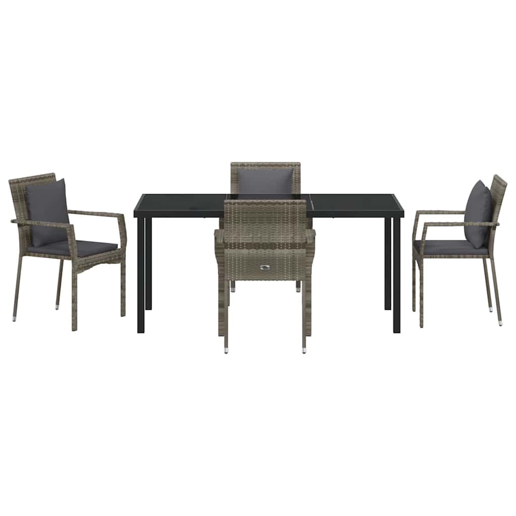 Garten Essgruppe mit Kissen 5 pcs Grau Poly Rattan