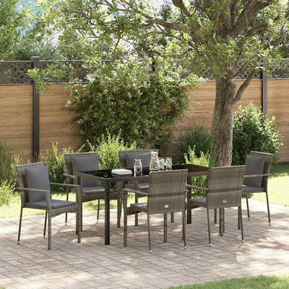 Garten Essgruppe mit Kissen 7 pcs Grau Poly Rattan