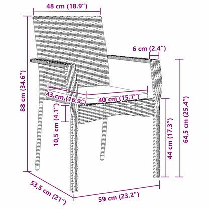 Garten Essgruppe mit Kissen 3 pcs Grau Poly Rattan