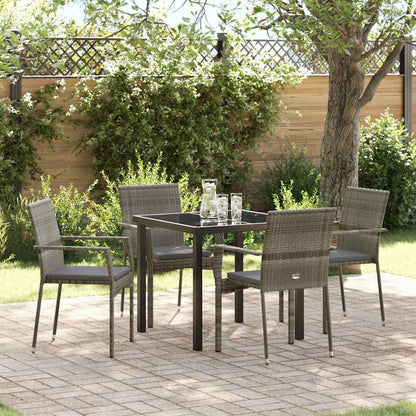 Garten Essgruppe mit Kissen 5 pcs Grau Poly Rattan