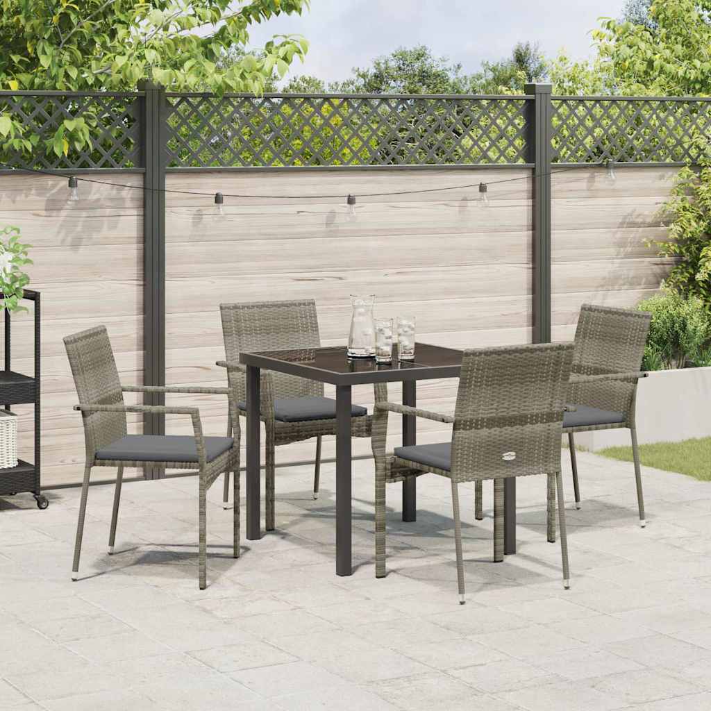 Garten Essgruppe mit Kissen 5 pcs Grau Poly Rattan