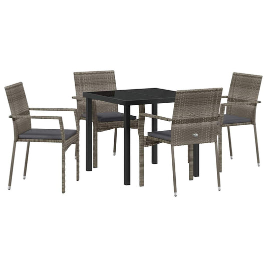 Garten Essgruppe mit Kissen 5 pcs Grau Poly Rattan