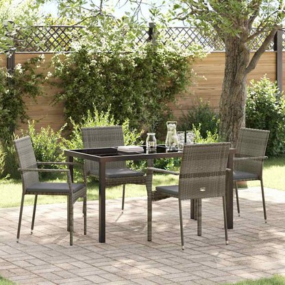 Garten Essgruppe mit Kissen 5 pcs Grau Poly Rattan