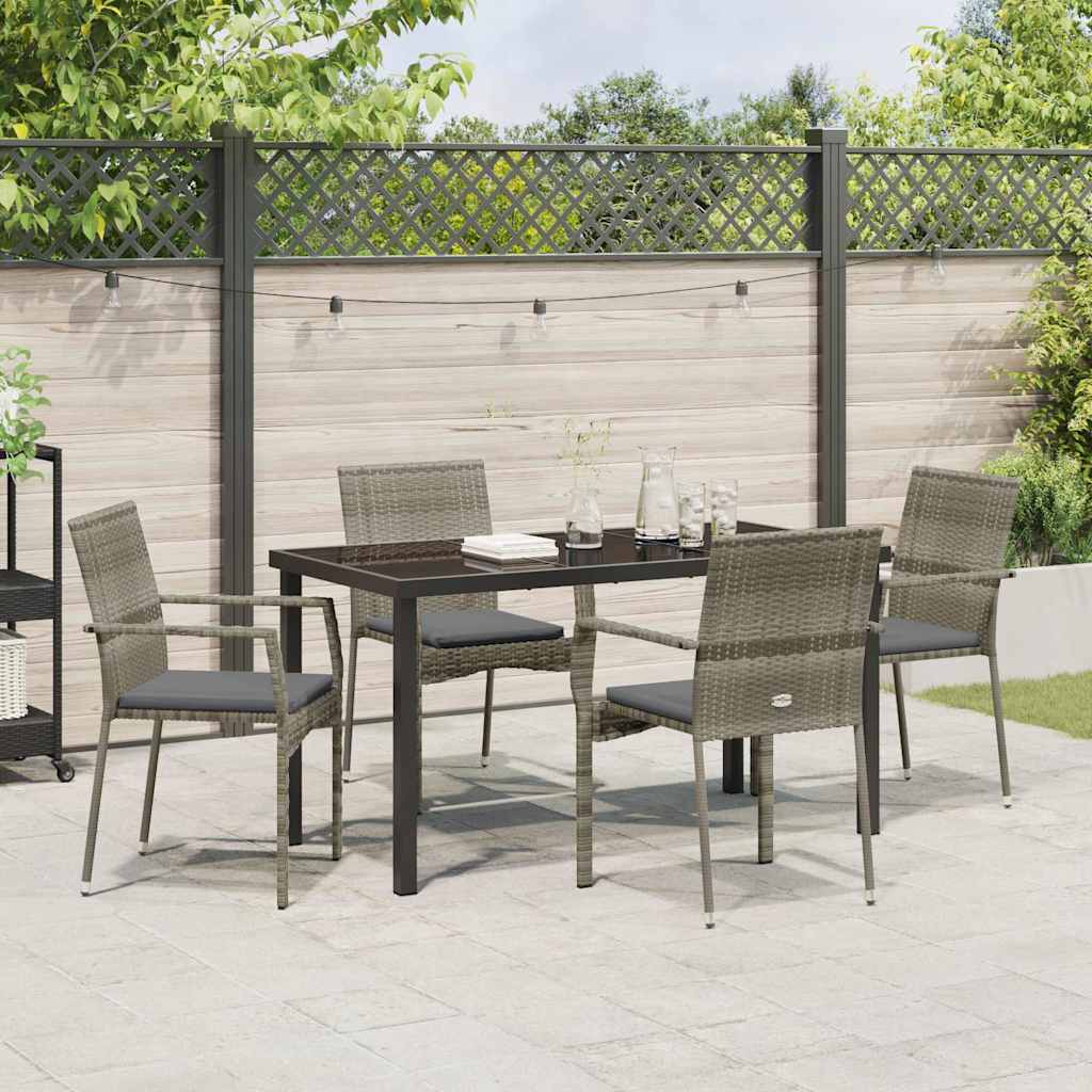 Garten Essgruppe mit Kissen 5 pcs Grau Poly Rattan