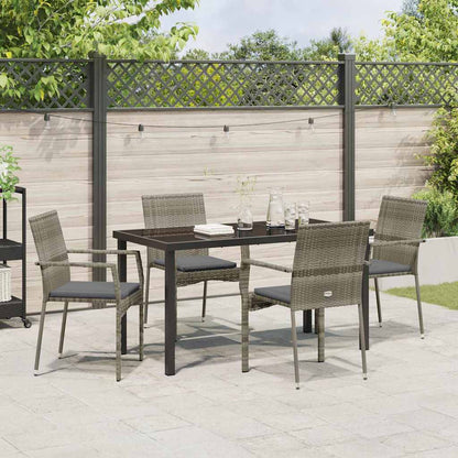 Garten Essgruppe mit Kissen 5 pcs Grau Poly Rattan