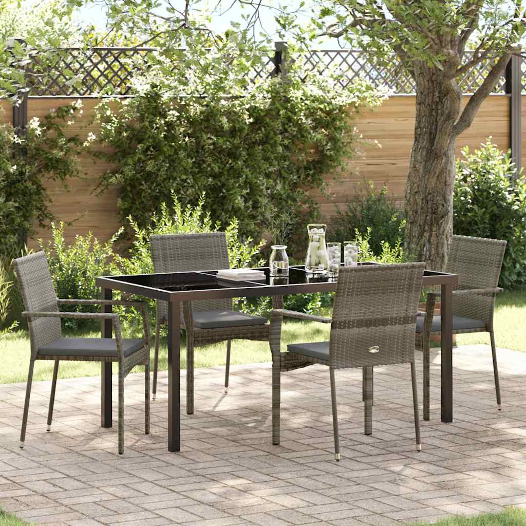 Garten Essgruppe mit Kissen 5 pcs Grau Poly Rattan