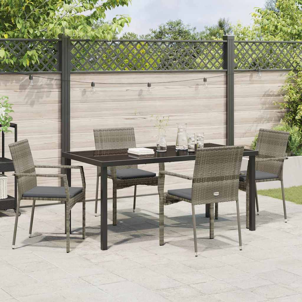 Garten Essgruppe mit Kissen 5 pcs Grau Poly Rattan