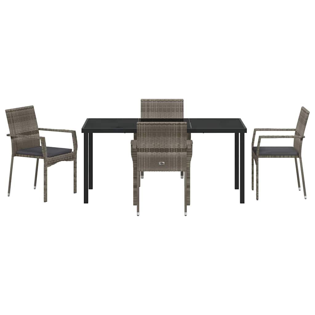 Garten Essgruppe mit Kissen 5 pcs Grau Poly Rattan