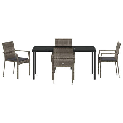 Garten Essgruppe mit Kissen 5 pcs Grau Poly Rattan