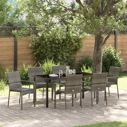 Garten Essgruppe mit Kissen 7 pcs Grau Poly Rattan