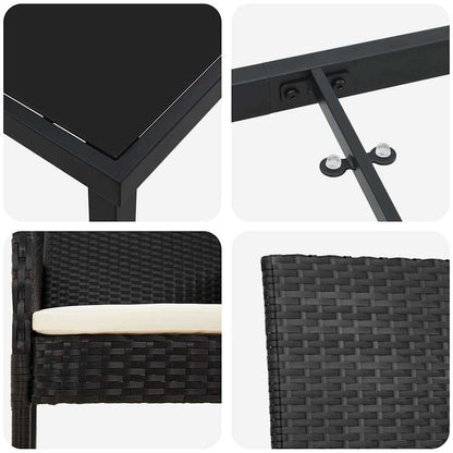 Garten Essgruppe mit Kissen 5 pcs Schwarz Poly Rattan