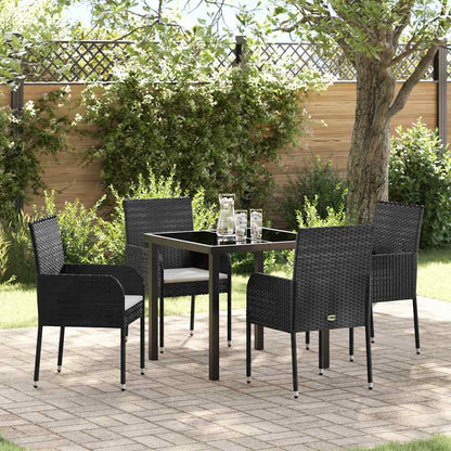 Garten Essgruppe mit Kissen 5 pcs Schwarz Poly Rattan