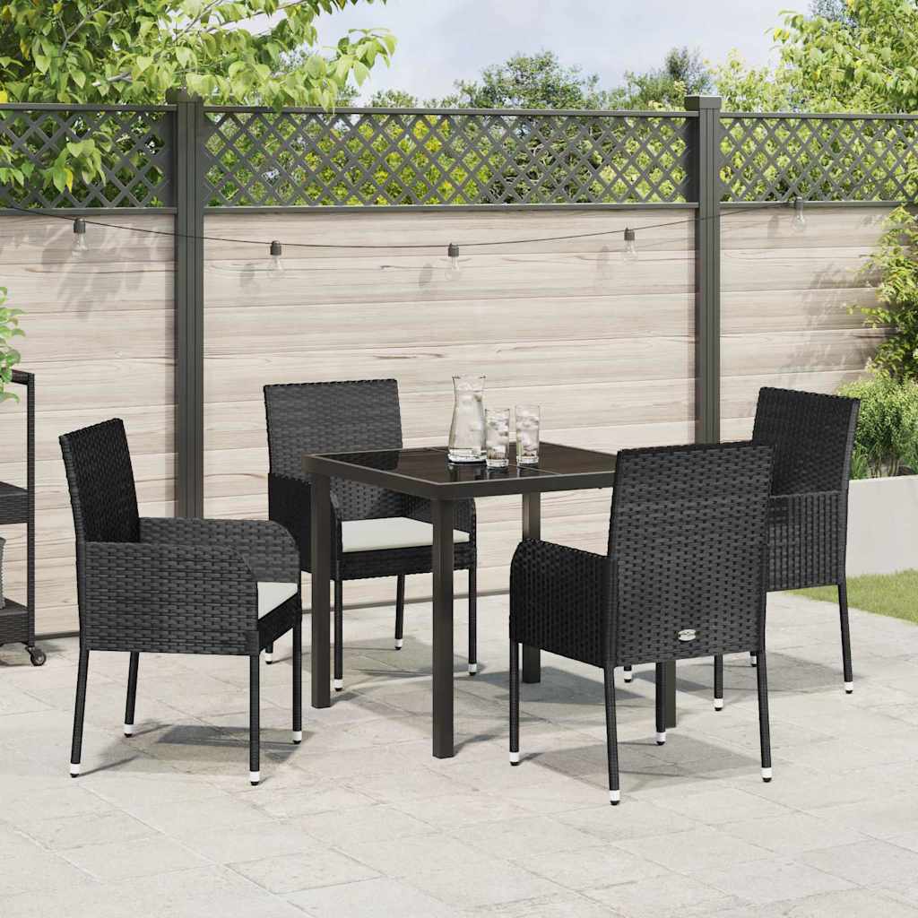 Garten Essgruppe mit Kissen 5 pcs Schwarz Poly Rattan