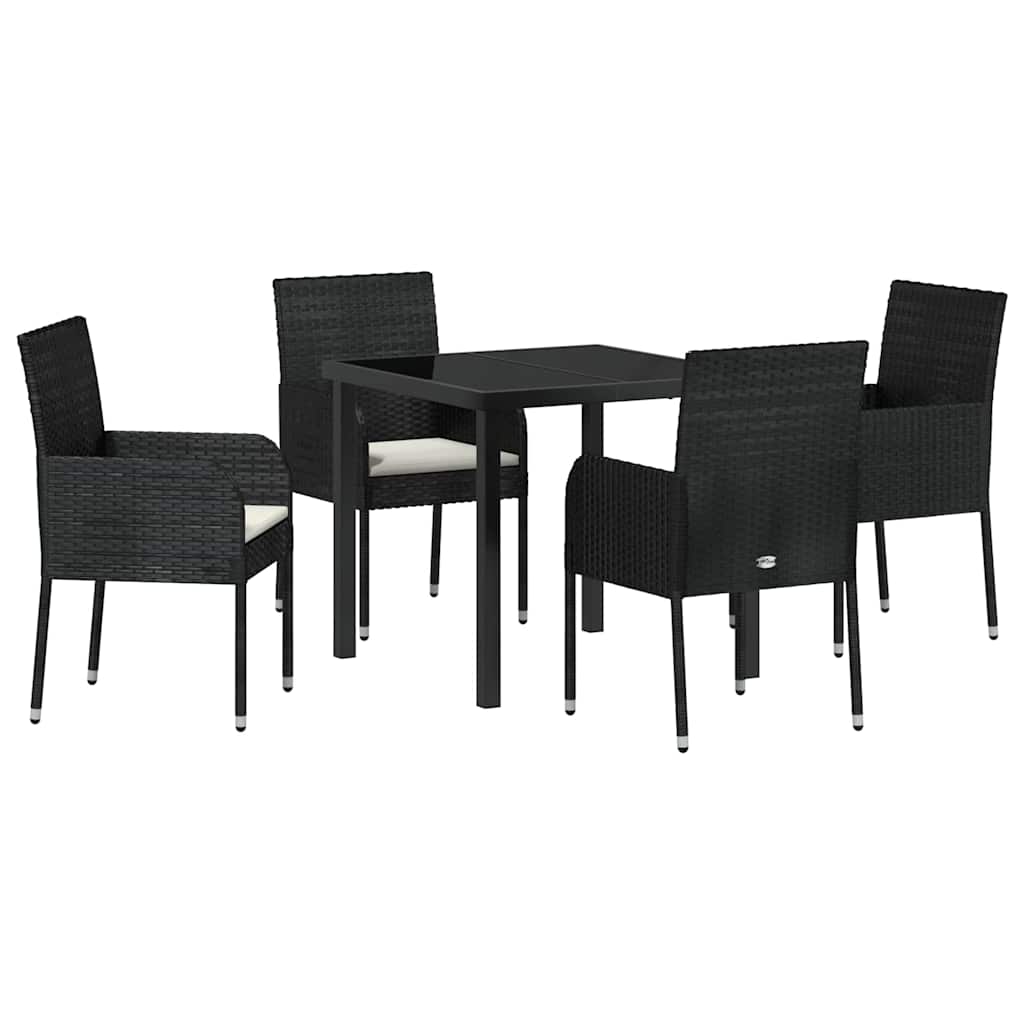Garten Essgruppe mit Kissen 5 pcs Schwarz Poly Rattan