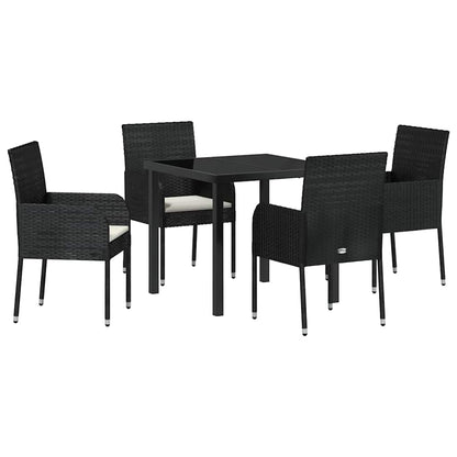 Garten Essgruppe mit Kissen 5 pcs Schwarz Poly Rattan