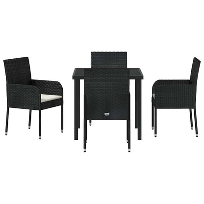 Garten Essgruppe mit Kissen 5 pcs Schwarz Poly Rattan