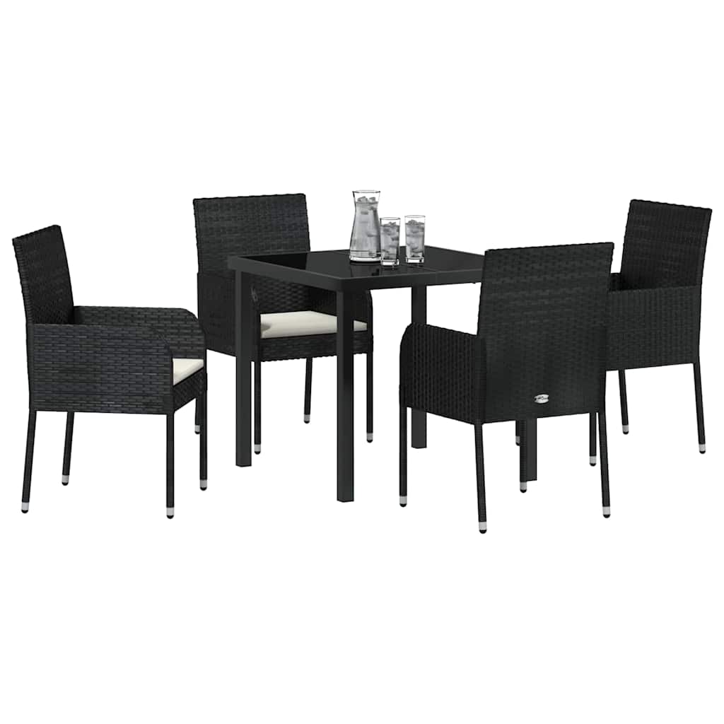 Garten Essgruppe mit Kissen 5 pcs Schwarz Poly Rattan