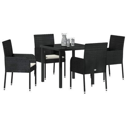 Garten Essgruppe mit Kissen 5 pcs Schwarz Poly Rattan