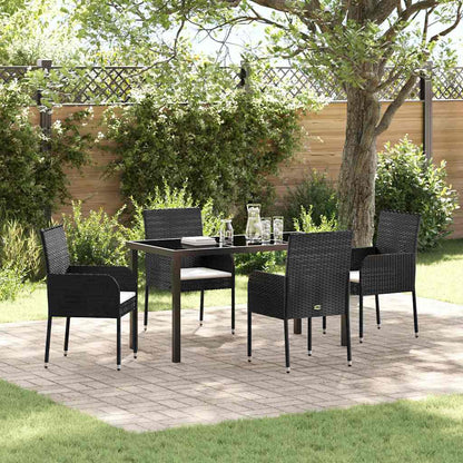 Garten Essgruppe mit Kissen 5 pcs Schwarz Poly Rattan