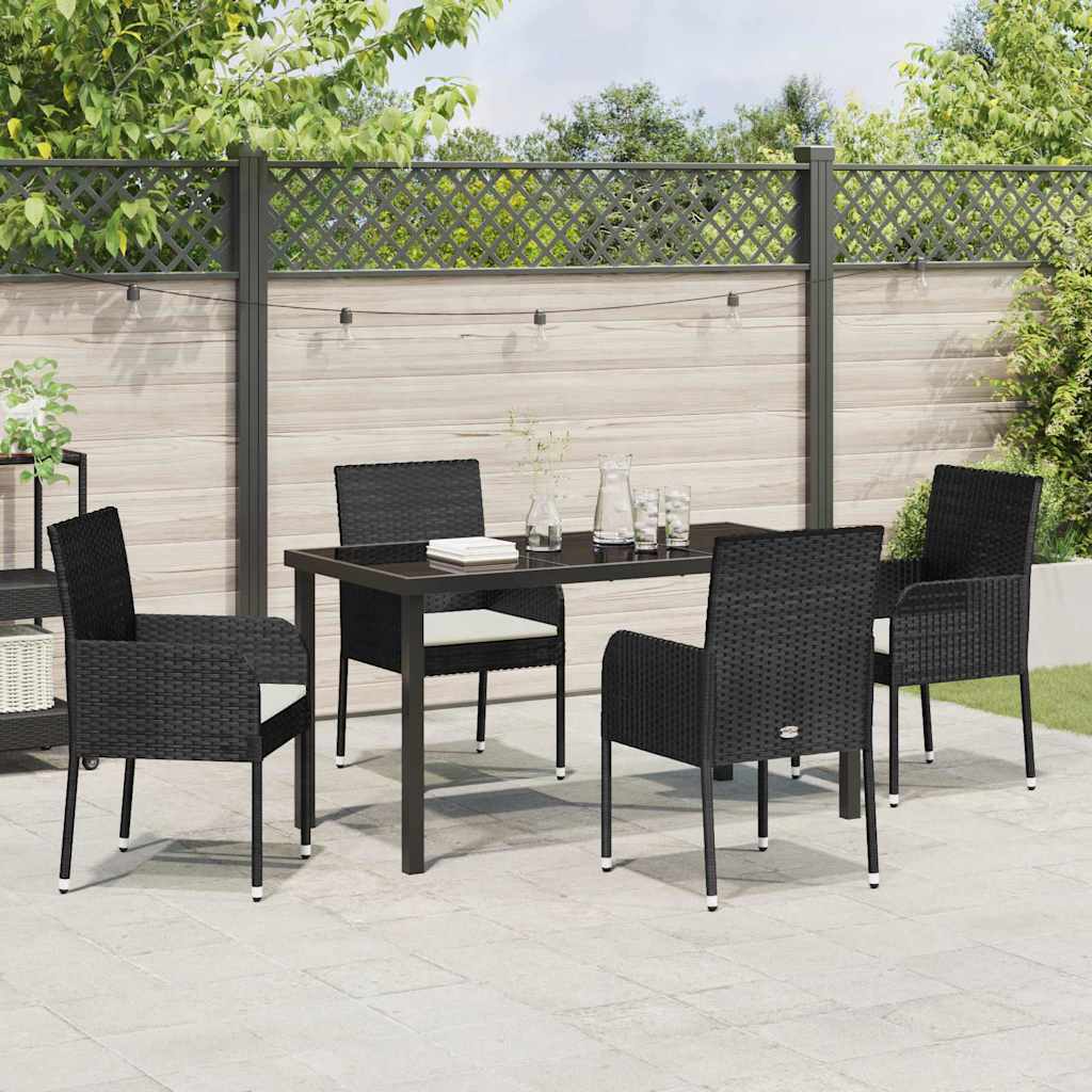 Garten Essgruppe mit Kissen 5 pcs Schwarz Poly Rattan