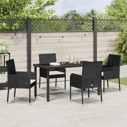 Garten Essgruppe mit Kissen 5 pcs Schwarz Poly Rattan