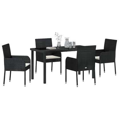 Garten Essgruppe mit Kissen 5 pcs Schwarz Poly Rattan