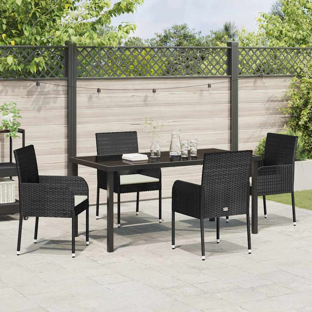 Garten Essgruppe mit Kissen 5 pcs Schwarz Poly Rattan