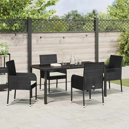 Garten Essgruppe mit Kissen 5 pcs Schwarz Poly Rattan