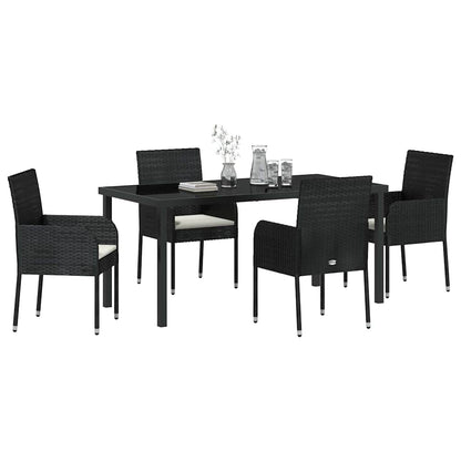 Garten Essgruppe mit Kissen 5 pcs Schwarz Poly Rattan