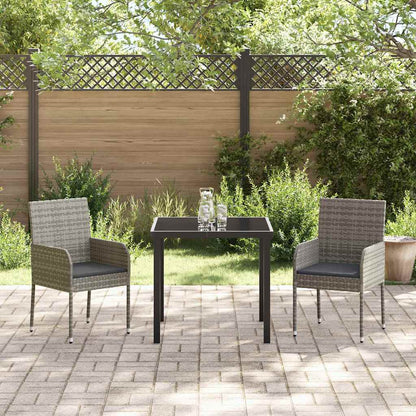 Garten Essgruppe mit Kissen 3 pcs Grau Poly Rattan