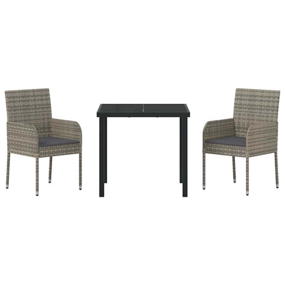 Garten Essgruppe mit Kissen 3 pcs Grau Poly Rattan