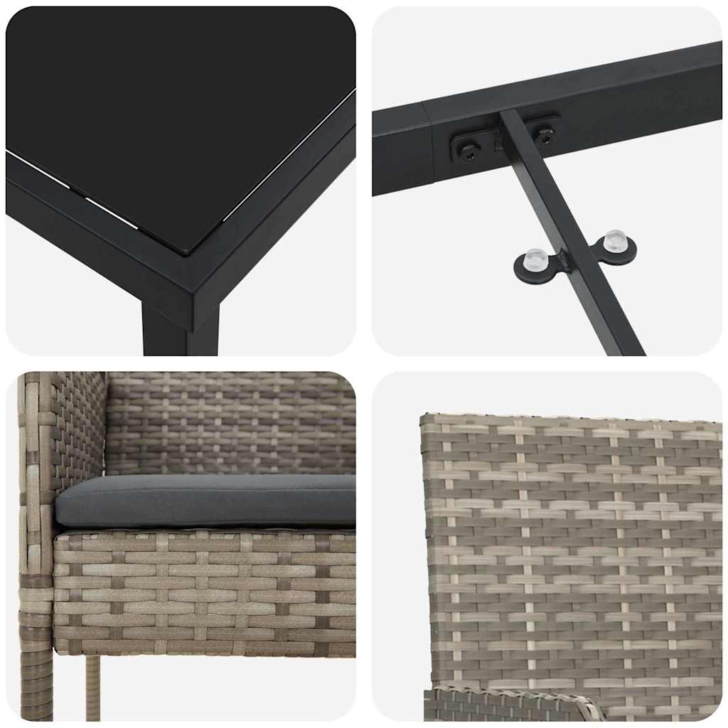 Garten Essgruppe mit Kissen 5 pcs Grau Poly Rattan
