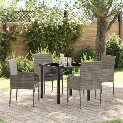 Garten Essgruppe mit Kissen 5 pcs Grau Poly Rattan